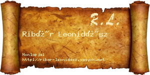 Ribár Leonidász névjegykártya